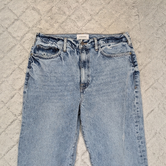 Frame Jeans Womens 31 Blue Richlake Le Jane High Rise Straight Baggy Cotton - Picture 2 of 9